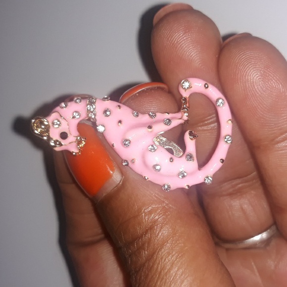 Rhinstone Laughing Highhena Brooch - Picture 6 of 6